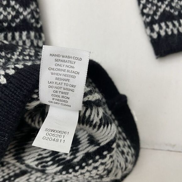 J Jill White Blackcream Nordic Celtic Hearts Wool Blend Sweater Women's Small - Picture 6 of 11